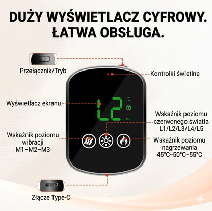 RELAXICORE™ – bezprzewodowy masażer 3w1 z ogrzewaniem na kolana, barki i łokcie (ulga i regeneracja)